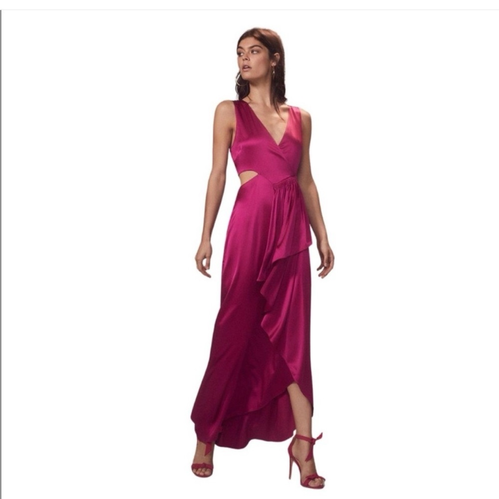 A.L.C. Fuchsia Pink Satin Maxi Dress